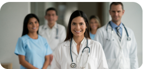 Equipo de profesionales de la salud sonriendo
