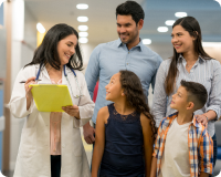 Familia atendida por una doctora en UC CHRISTUS